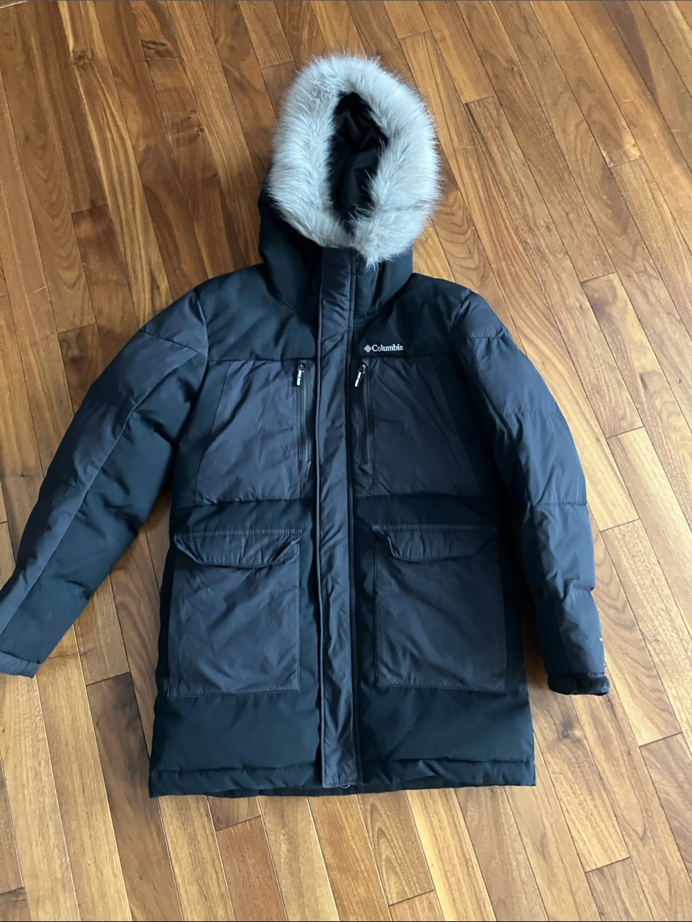 Columbia Black Kids Marquam Peak Fusion Insulated Parka with Faux Fur Hood
